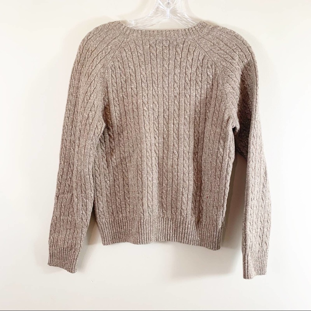Pendleton Marled Brown Wool Blend Cable Knit V-Ne… - image 4